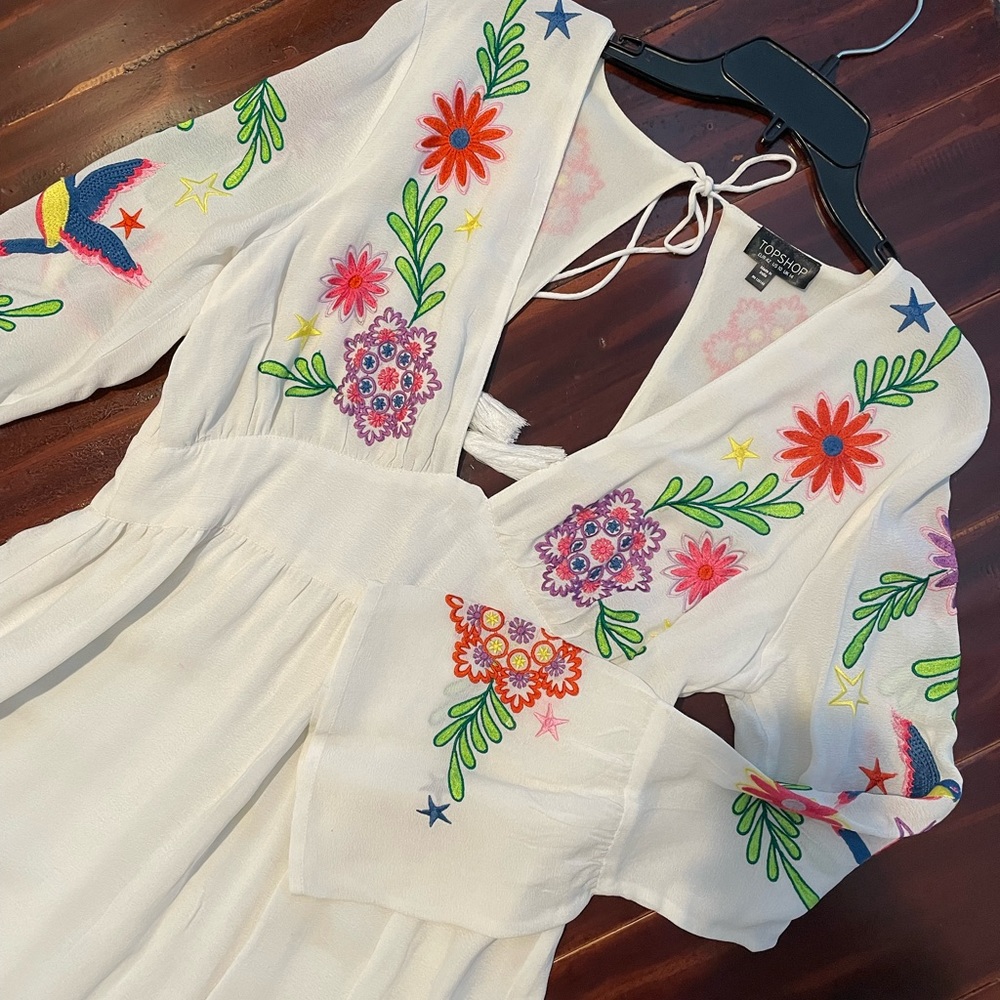 TOPSHOP Embroidery Dress Size 10